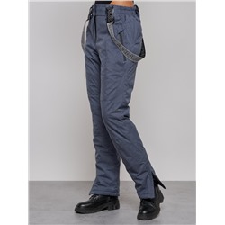 Полукомбинезон утепленный женский зимний горнолыжный синего цвета 911S