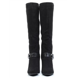 02-MB051-211M BLACK Сапоги зимние женские (натуральная замша, натуральный мех (еврозима))