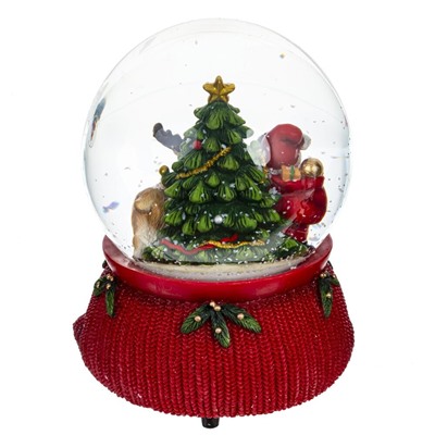 GAEM Фигурка декор в стекл шаре "Санта" (муз с ключ), D 10 см, L10,5 W10 H14 см