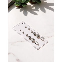 Серьги пусеты 6 пар «Романтика» круги, белые в серебре