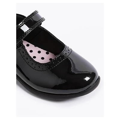 Kids' Riptape Leather School Shoes (8 Small - 1 Large)