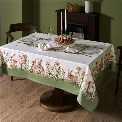 СКАТЕРТЬ"SENSE" 140Х180СМ,ЗЕЛЕНЫЙ ,100%ХЛОПОК, ТВИЛ С ПРОПИТКОЙ