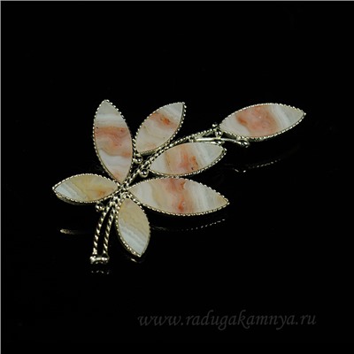 Брошь агат переливт "Веточка" 58*35мм.