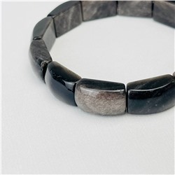 Радуга Самоцветов Браслет из серебристого Обсидиана