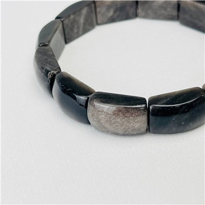 Радуга Самоцветов Браслет из серебристого Обсидиана