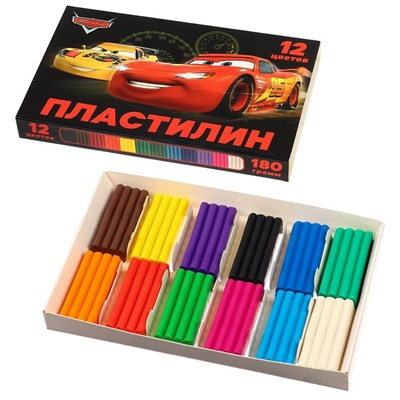 Пластилин 12 цветов, 180 г, Тачки