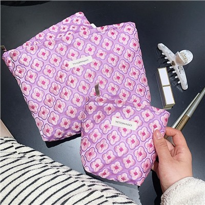Capacious cosmetic bag, handheld fuchsia shoulder bag, fresh brand storage bag, organizer bag
