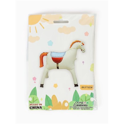 Воздушный шар фольгированный 3D 35" «Лошадка», кремовый, сатин