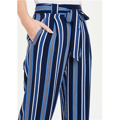 Stripe Wide Leg Belted Trousers
