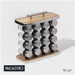 Набор баночек для специй на подставке Magistro «Модерн», 16 шт., стекло