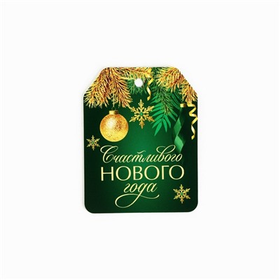Шильдик на подарок «Счастливого Нового года», набор 6 штук, зелёный, 16 х 24 см