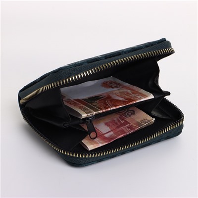 Кошелёк женский на молнии 11×2.5×9 см, однотонный, зелёный