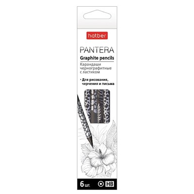 Карандаш ч/гр HB Pantera с ластиком Hatber BLs_074603/6/Китай
