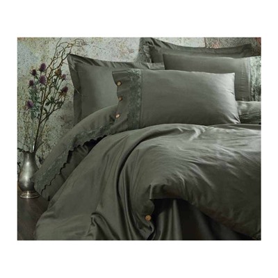 2 сп. Евро Комплект Постельного Белья Cotton Saten Belinda Yeşil XL - EcoCotton