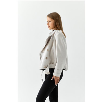 Полупальто женское демисезонное 25999 (бежевый/ёлочка)