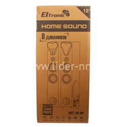 Колонка 10" (20-80 HOME SOUND) динамик 8шт/2х10"; 4х4"; 2х1.5" комплект 2 колонки ELTRONIC (черная)
