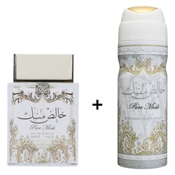 Парфюмированный набор Lattafa Pure Musk edp 100 ml и Deodorant Spray Pure Musk Unisex 50 ml