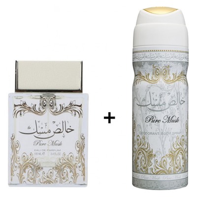 Парфюмированный набор Lattafa Pure Musk edp 100 ml и Deodorant Spray Pure Musk Unisex 50 ml