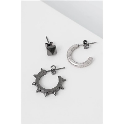 Kolczyki męskie ze stali nierdzewnej (3-pack) kolor multicolor