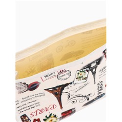 Косметичка на молнии, треугольная, средняя, с рисунком, бежевая