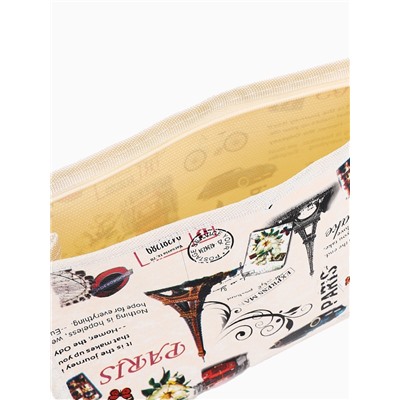 Косметичка на молнии, треугольная, средняя, с рисунком, бежевая