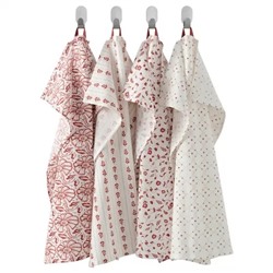 Набор кухонных полотенец с красно-розовым принтом (4 шт), INAMARIA Tea Towel Patterned Red/Pink Set, произв. IKEA
