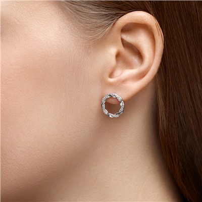 Серьги с фианитом родированные серебро 925*