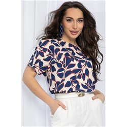Блуза Маргоша (бежево-синяя) Б13152-16М