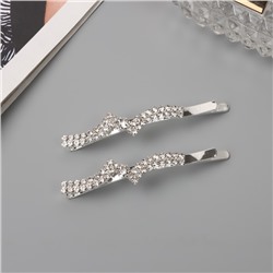 Невидимки для волос «Беат», набор 2 шт., волна уголок, 6 см, серебро