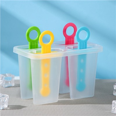 Форма для мороженого Доляна «Симпл», 12.5×7×10 см, 4 ячейки, 50 мл, пластик, прозрачная