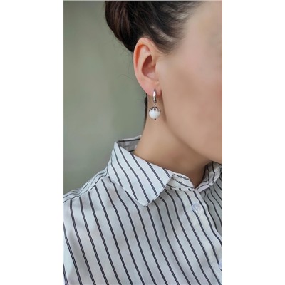 Серьги с белым агатом асимметрия