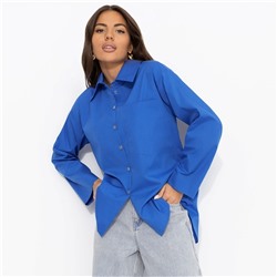 Рубашка с декоративной спинкой, Создала себя сама (синяя)