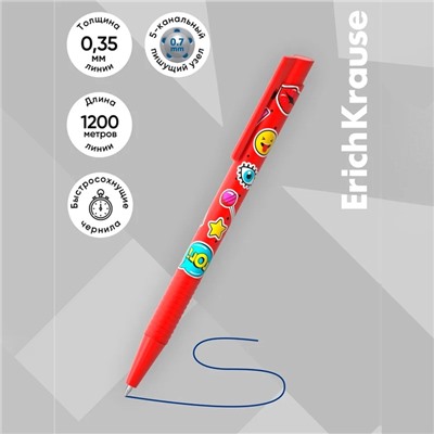 Ручка шариковая автоматическая ErichKrause ColorTouch Sweet love, узел 0.7 мм, чернила синие, резиновый держатель, тонкое письмо, покрытие Soft Touch
