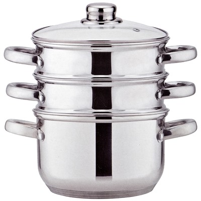 КАСТРЮЛЯ-ПАРОВАРКА AGNESS 3-Х ЯРУСНАЯ, 4 ПРЕДМЕТА, СЕРИЯ "CLASSIC" ДИАМЕТР=18СМ, 2,5Л (КОР=4ШТ.)