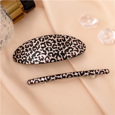 Заколка - автомат для волос «Леопард», набор 2 шт.: 9 см, 9.5 см