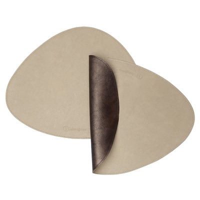 Набор из 2-х двухсторонних сервировочных салфеток Drop, 33х41 см, шоколадный/бежевый