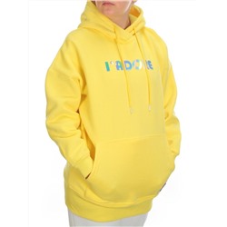 KD713 YELLOW Худи женское на флисе разм+ер свободный 50-52