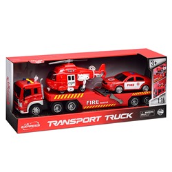 Машина "Эвакуатор" с дорожной техникой 1:16 ( свет, звук) в коробке