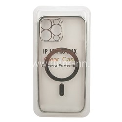Задняя панель для  iPhone 13 Pro Max 6.7" Силикон с MagSafe (блистер) прозрачная/серебро