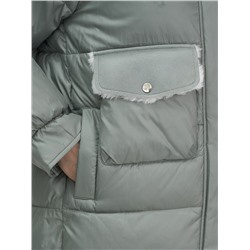 Куртка зимняя женская с капюшоном модная зеленого цвета 7341Z