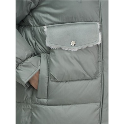 Куртка зимняя женская с капюшоном модная зеленого цвета 7341Z