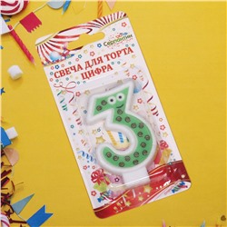 Свеча для торта Цифра Весёлый затейник "3" 6 см