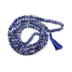 Чётки из Синего Содалита (108 шариков), Blue Sodalite Stone Mala For Rahu & Sagittarius, произв. Kalyan Puja
