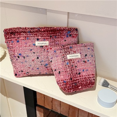 High quality handheld cosmetic bag, shoulder bag, woolen liner, storage bag
