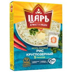ЦАРЬ Крупа рис круглозерный в вар.пак 400гр в КОР