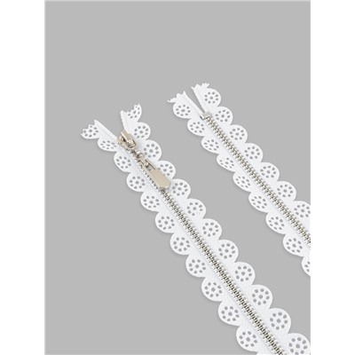 Молния металлическая, №3, неразъёмная, замок автомат, 60 см, белая, никель