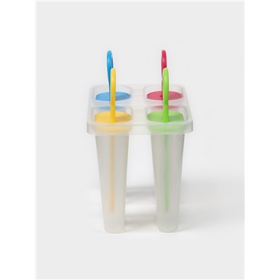 Форма для мороженого Доляна «Симпл», 12.5×7×10 см, 4 ячейки, 50 мл, пластик, прозрачная