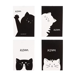 Блокнот А6, 32 листа в клетку на скрепке "Котэ", обложка мелованный картон, блок офсет, МИКС