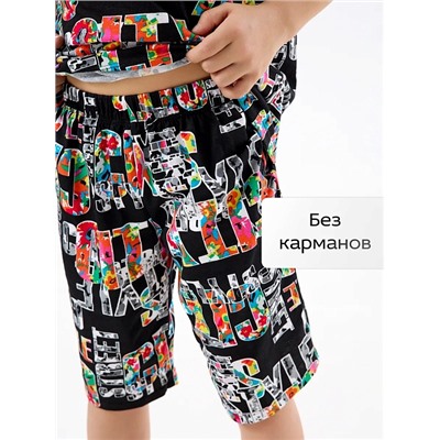 Детская пижама с шортами "Сорванец" / Город на черном