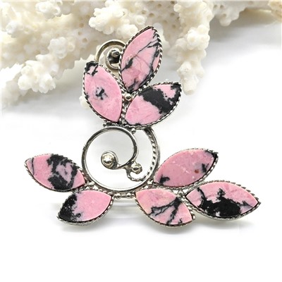 Брошь родонит "Голубь" 50*43мм.